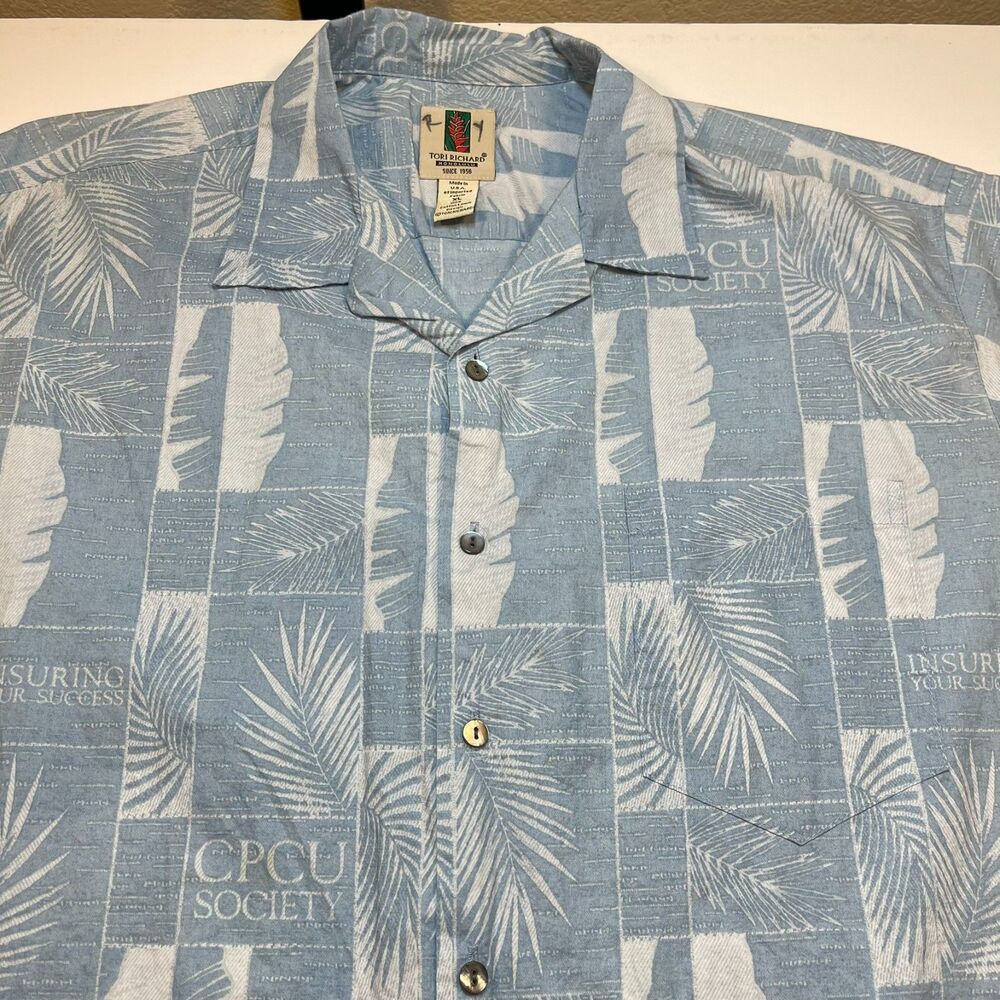 Rare Custom Made Tori Richard Hawaii Aloha Shirt Sz Mens XL CPCU Society